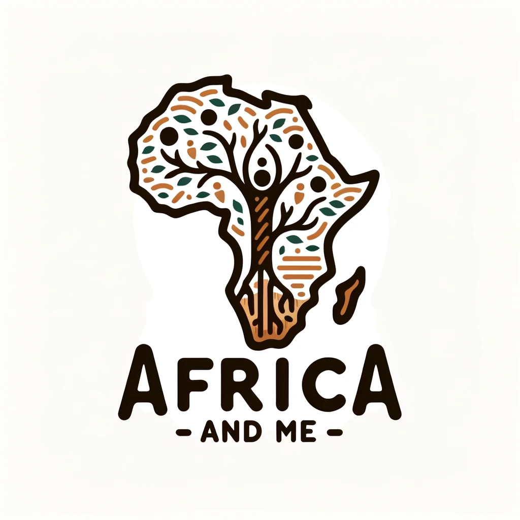 DALL·E 2024-01-08 12.55.01 - A logo for 'Africa and Me' featuring a stylized outline of Africa with a tree growing from its center, symbolizing growth and development. The tree's